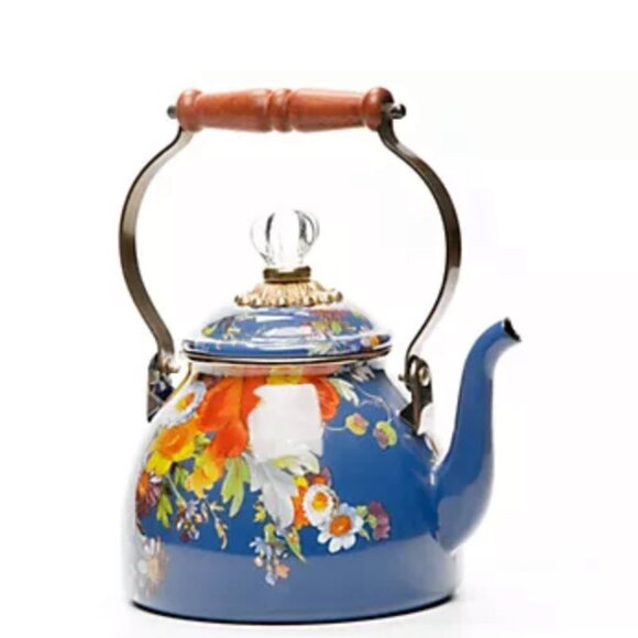 MacKenzie-Childs 2qt Flower Market Tea Kettle - Blue Lapis - Picture 1 of 5